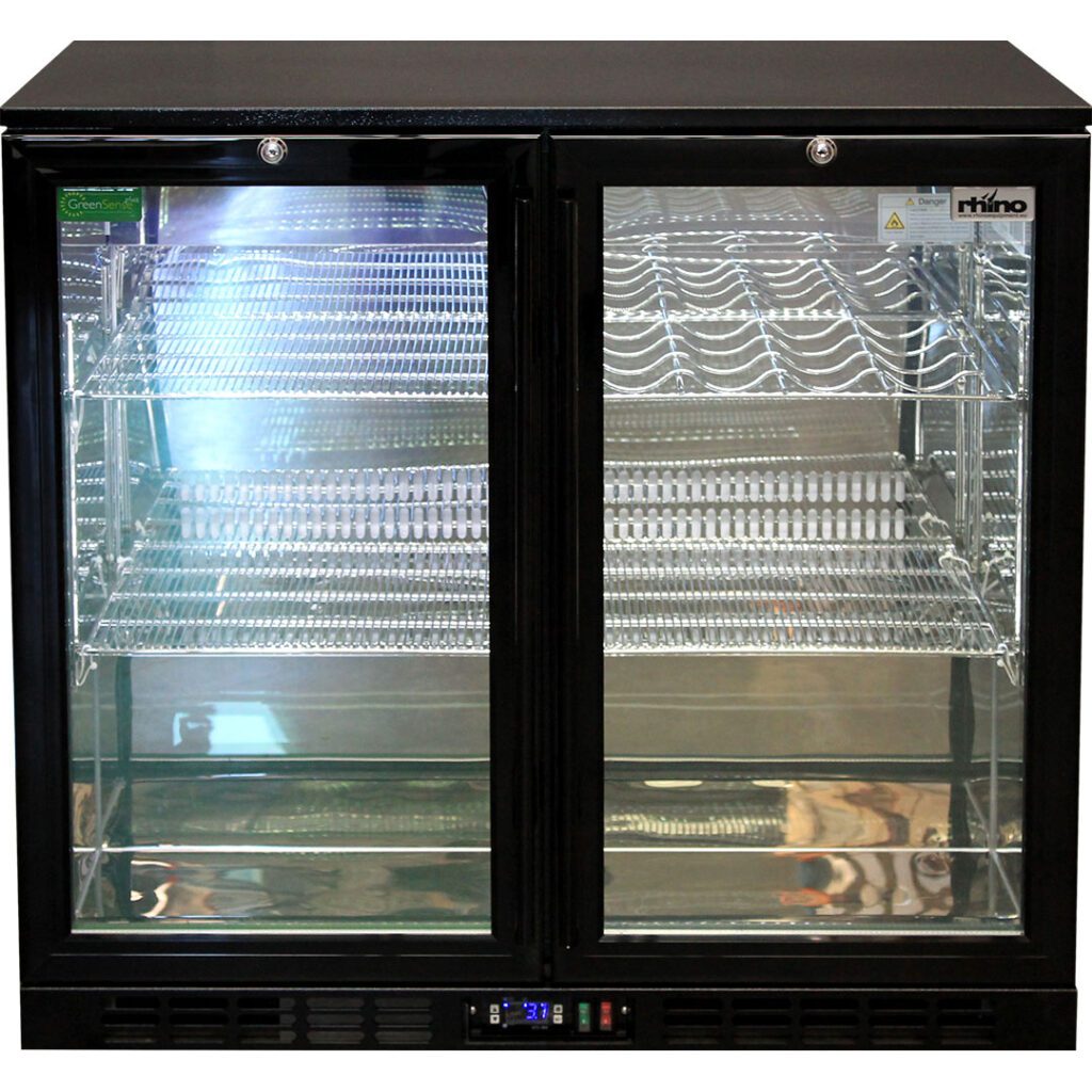 Rhino Double Door Commercial Bar Fridge (Black) Alfresco Australia