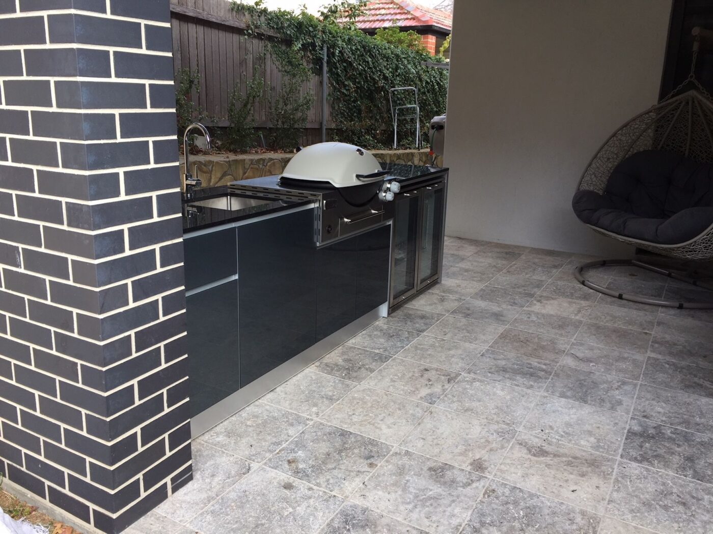 Wednesday, 23 May 2018: A new kitchen in Deakin ACT, a Weber Q built in with a Sunco 2 door fridge,